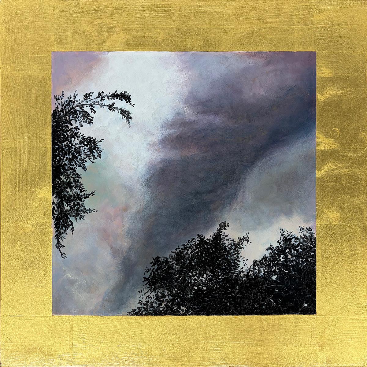 Mark's Tornado #1, Ölgemälde auf Blattgold, signiert, 16x16 in.