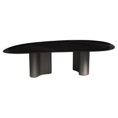 PAM Contemporary Organic Marble Dining Table in Leather by Mansi London