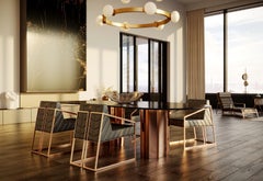 Pam Contemporary Quartzite Dining Table in Leather by Mansi London