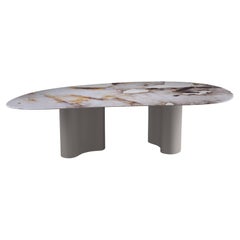 Pam Contemporary Quartzite Dining Table in Leather by Mansi London