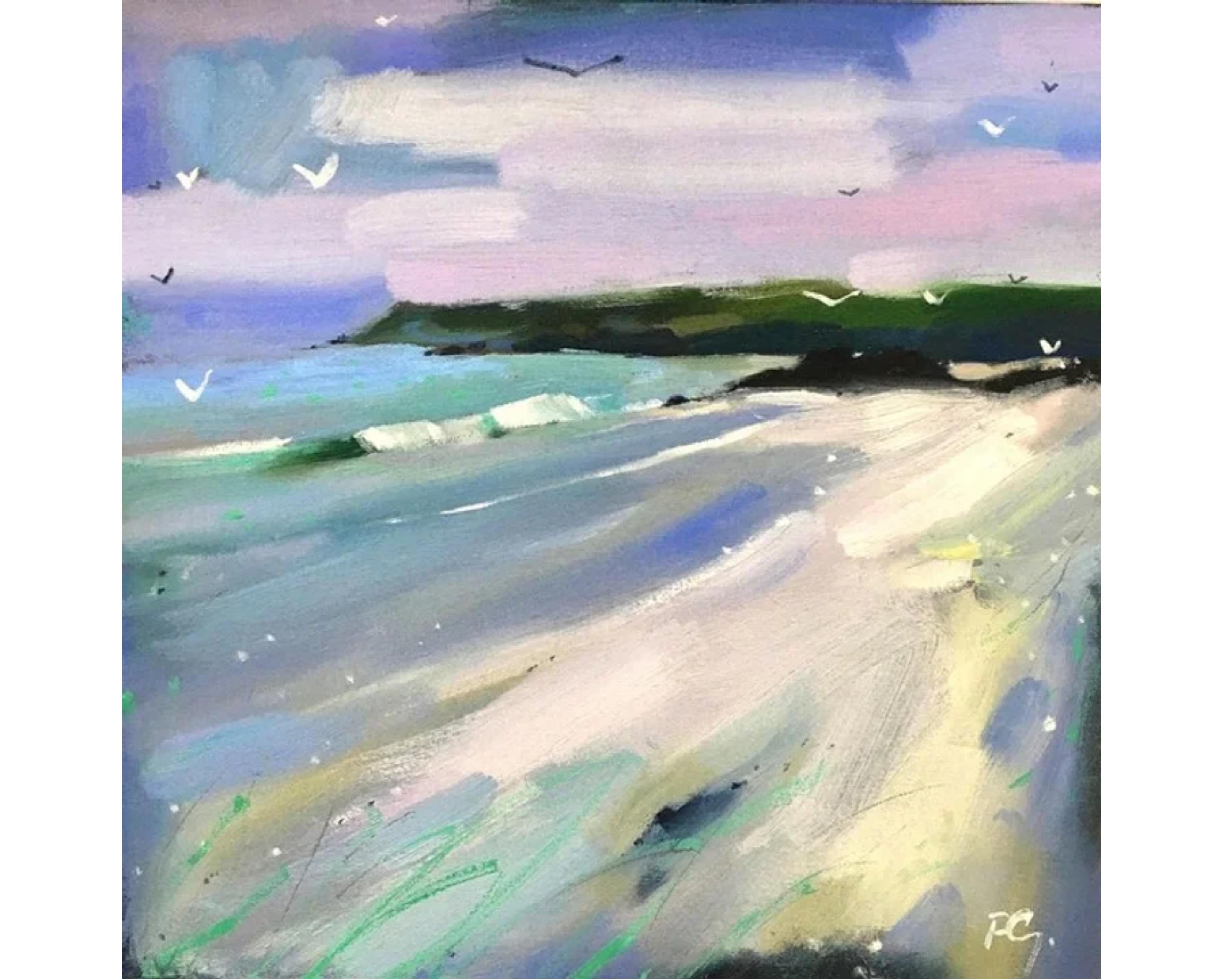 Landscape Painting di Pam Glennie - Lungo la costa, Porto di Ness Isle Of You