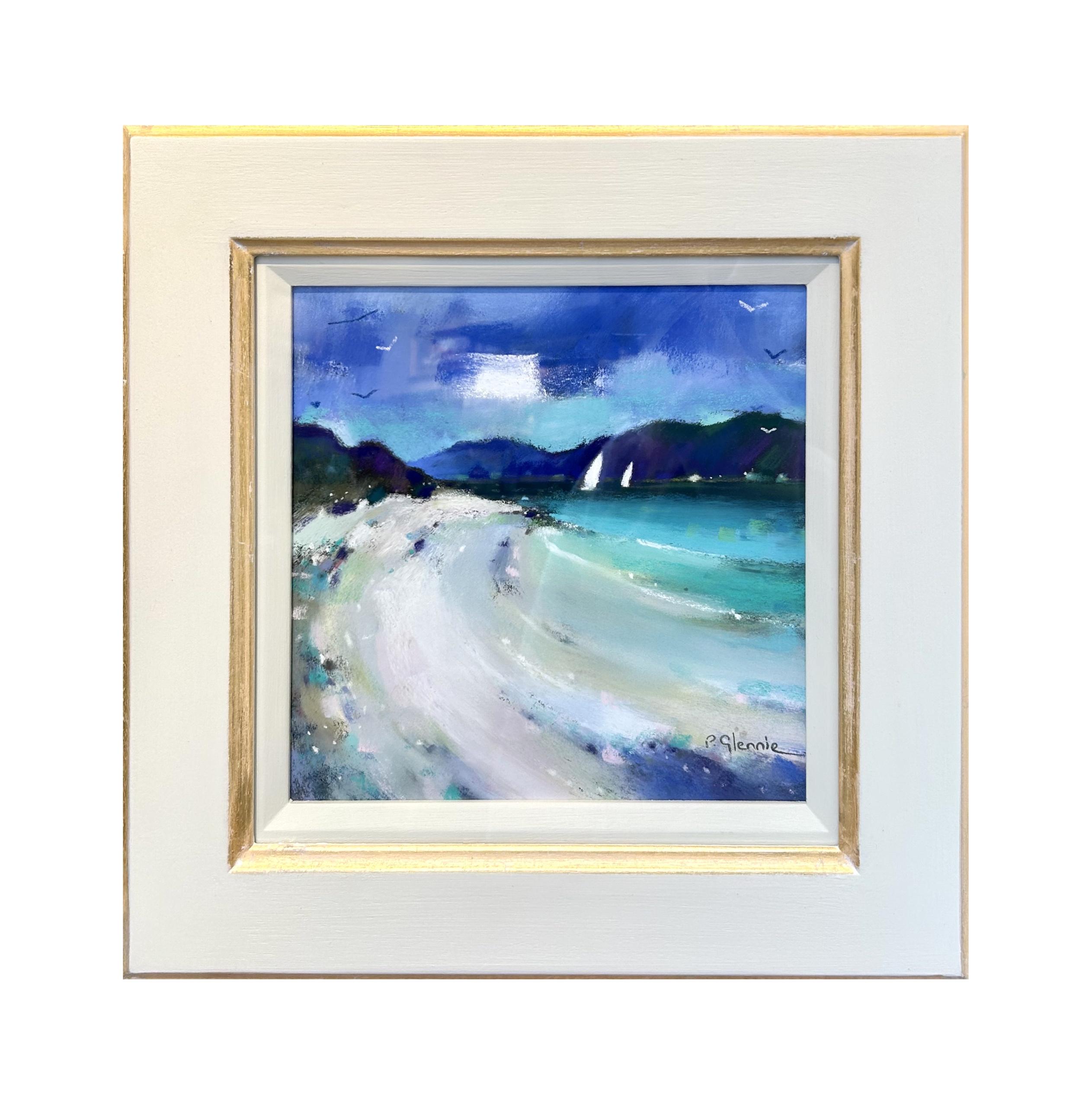 Pareja de cuadros de paisajes playeros escoceses de Pam Glennie - Arte costero al óleo y al pastel 5