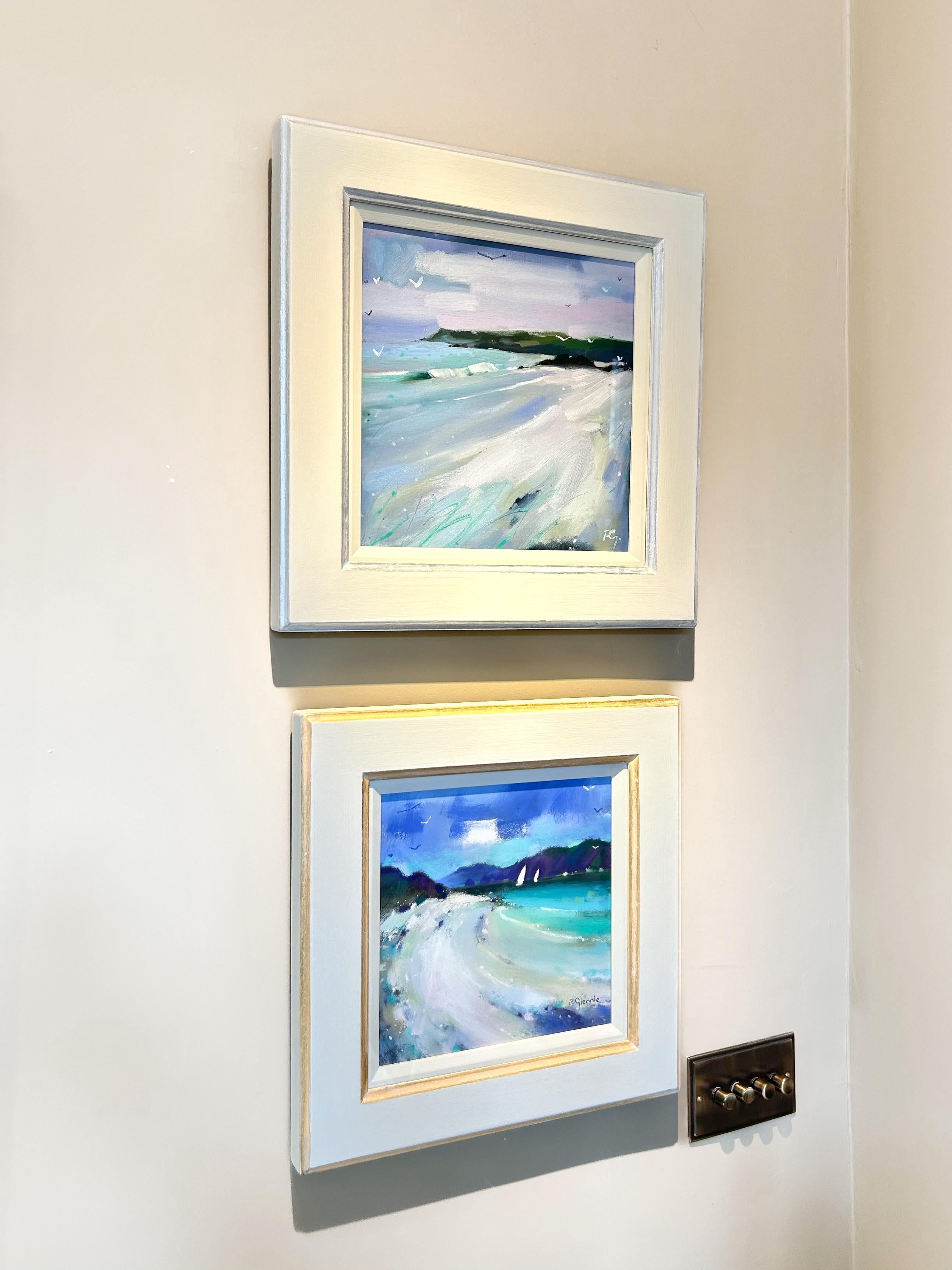 Pareja de cuadros de paisajes playeros escoceses de Pam Glennie - Arte costero al óleo y al pastel 7