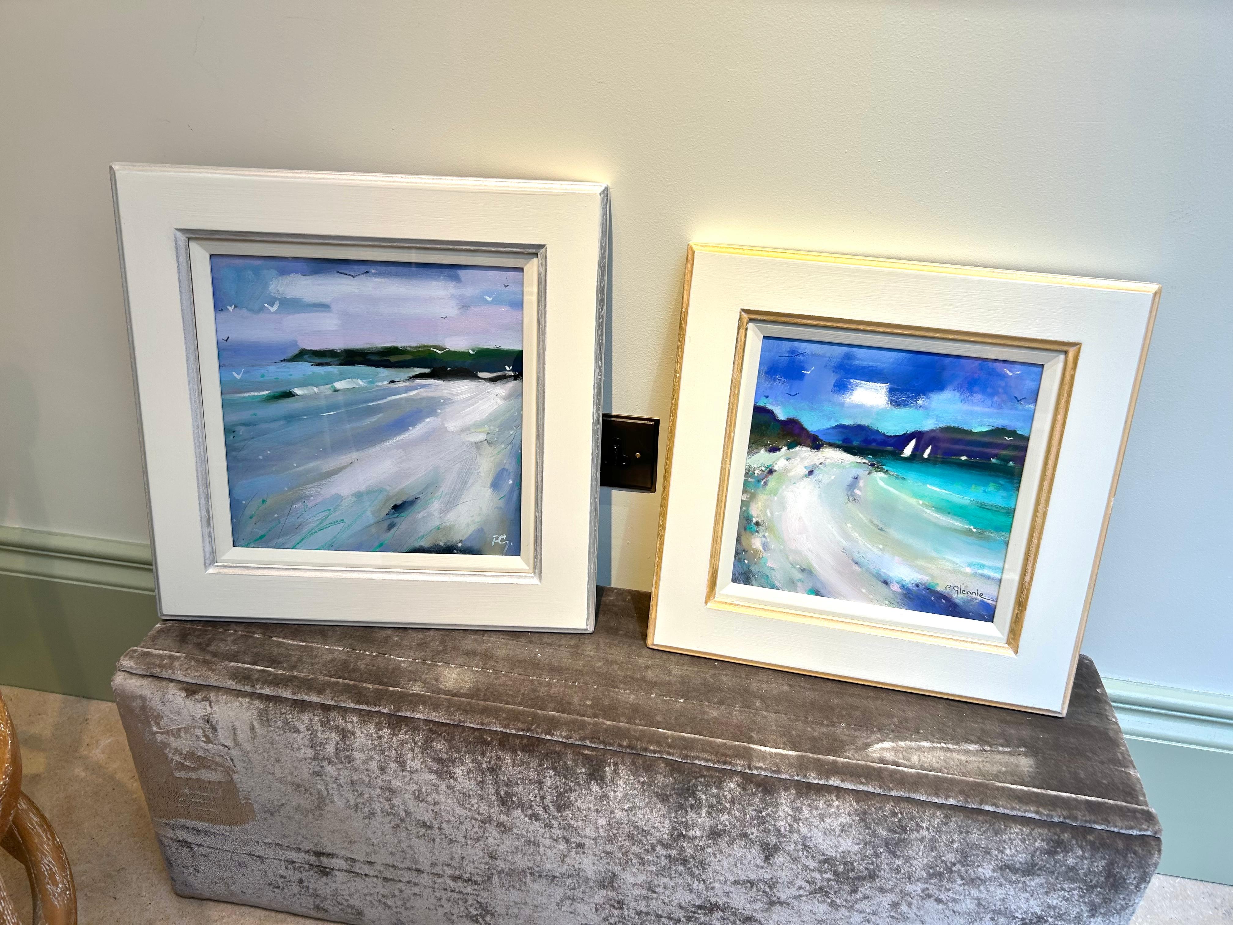 Pareja de cuadros de paisajes playeros escoceses de Pam Glennie - Arte costero al óleo y al pastel 8