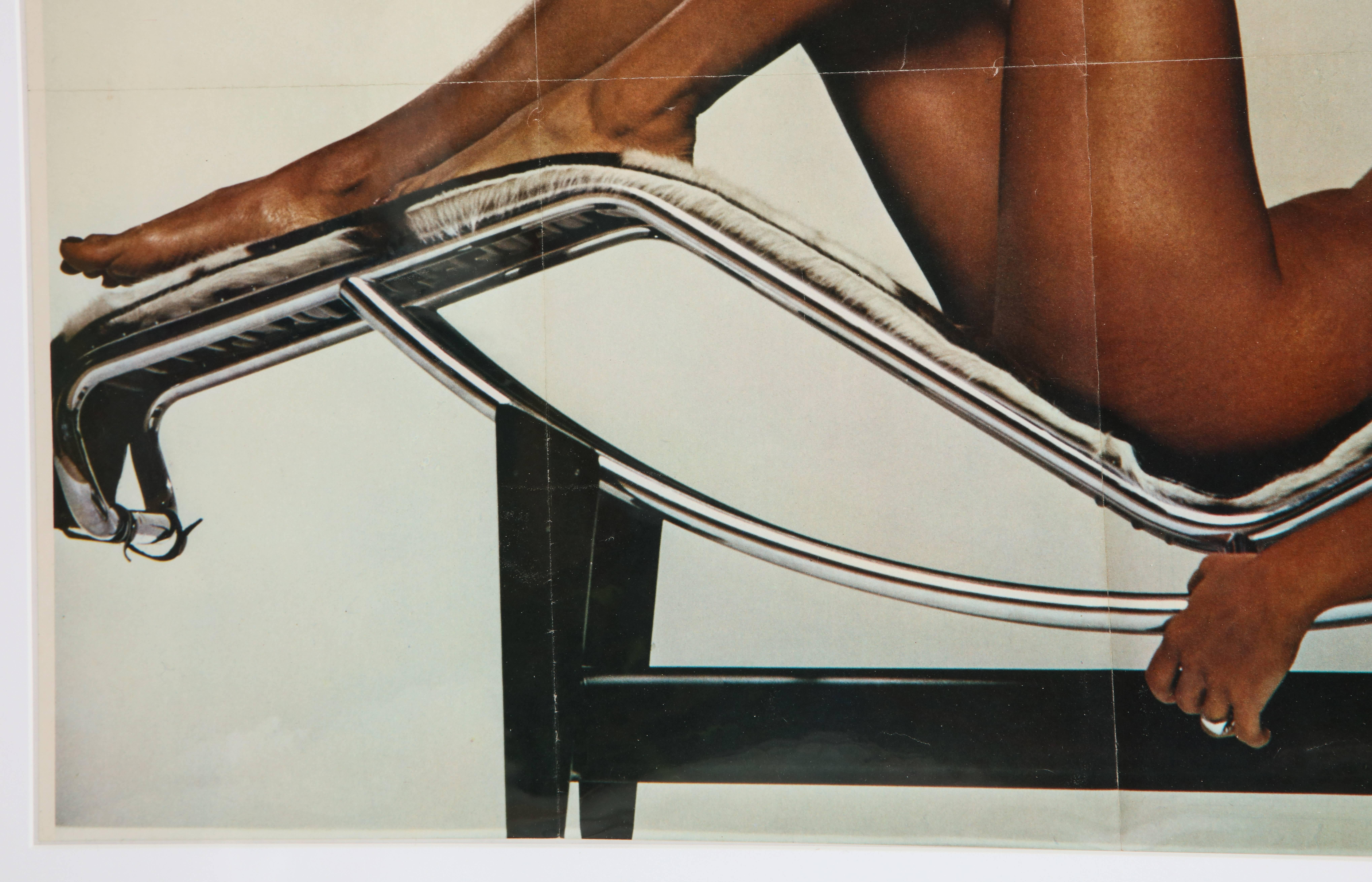 Modern Pam Grier Poster Players Magazine Le Corbusier Lounge Nude Centerfold USA, 1980s