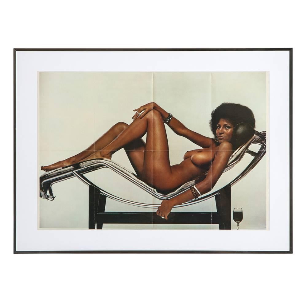 Pam Grier Poster Players Magazine Le Corbusier Lounge Nude Centerfold USA, 1980s
