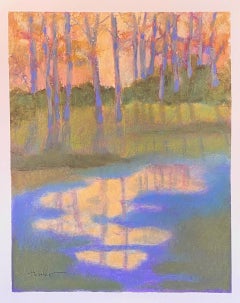 Reflecting Pond II, landscape, oil painting, nature, trees, water