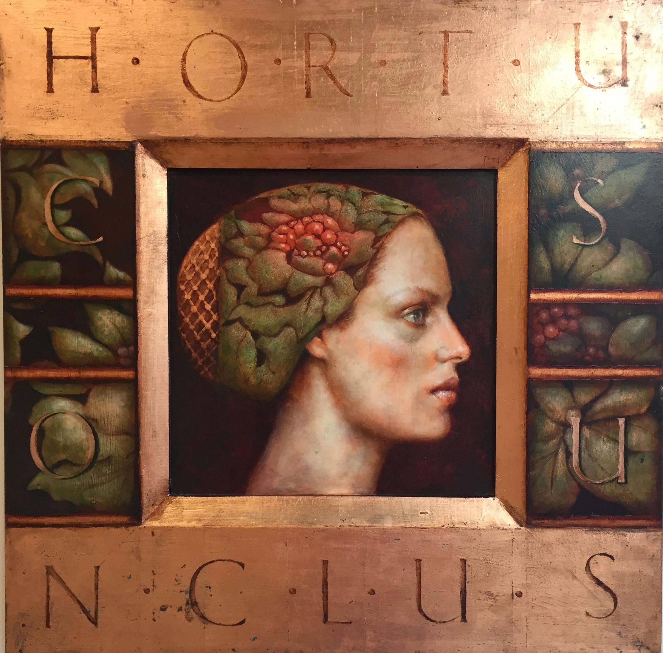 Pam Hawkes Portrait Painting – Hortus Conclusus- Zeitgenössisches Porträtgemälde eines Mädchens aus dem 21.