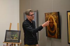 Out of Time-21st Century Contemporary Portrait Oil Painting on Gold Leaf