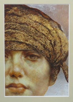 Pam Hawkes ORIGINAL oil painting mixed media FINE RENAISSANCE FEMALE PORTRAIT 