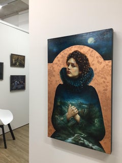 Terra Nullis-21st Century Contemporary Iconic Painting of a Girl in blue dress