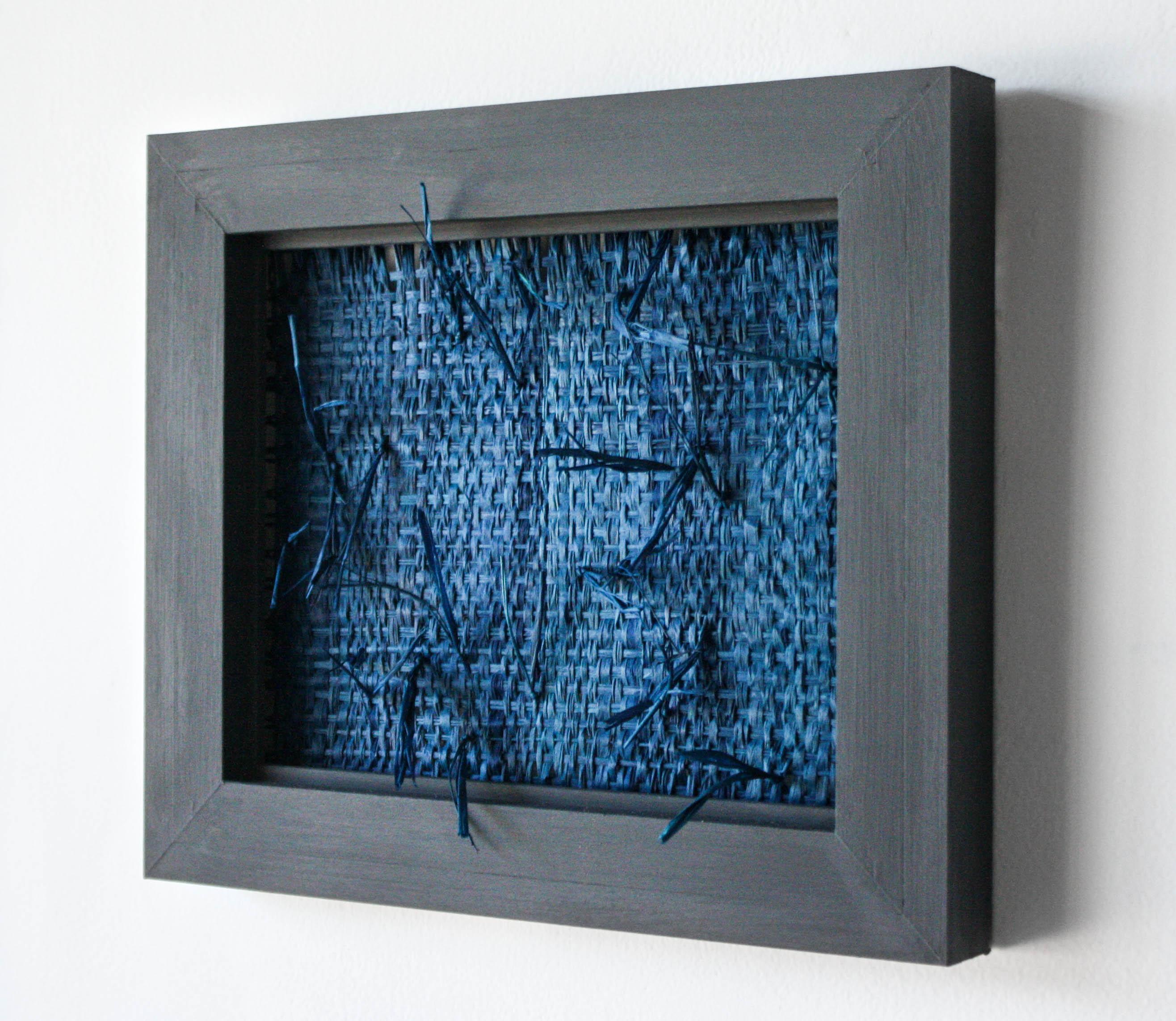 Check box to adapt to your environment (Indigo-Indigo)- Woven Wall Sculpture For Sale 1