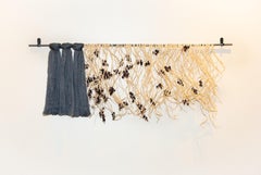 Immortelle- Woven Sculptural Wall Hanging, Tassel, Charcoal, Gray, Grey