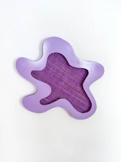 Purple Confetti- Paint, Wood, Violet, Woven Sculptural Wall Hanging, Sculpture