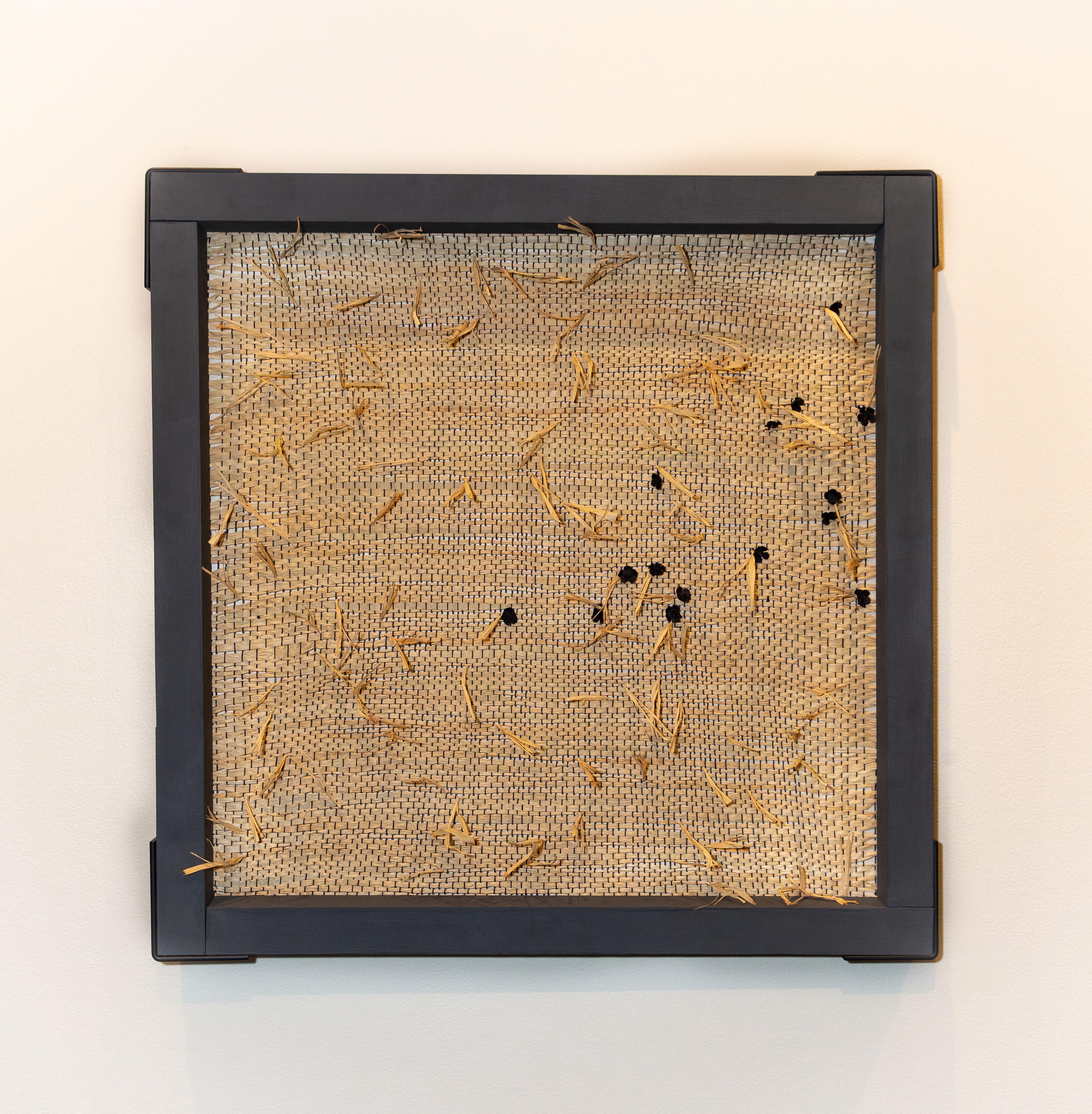 Trying not to think about it- Beige Woven Sculptural Wall Hanging - Sculpture by Pam Marlene Taylor