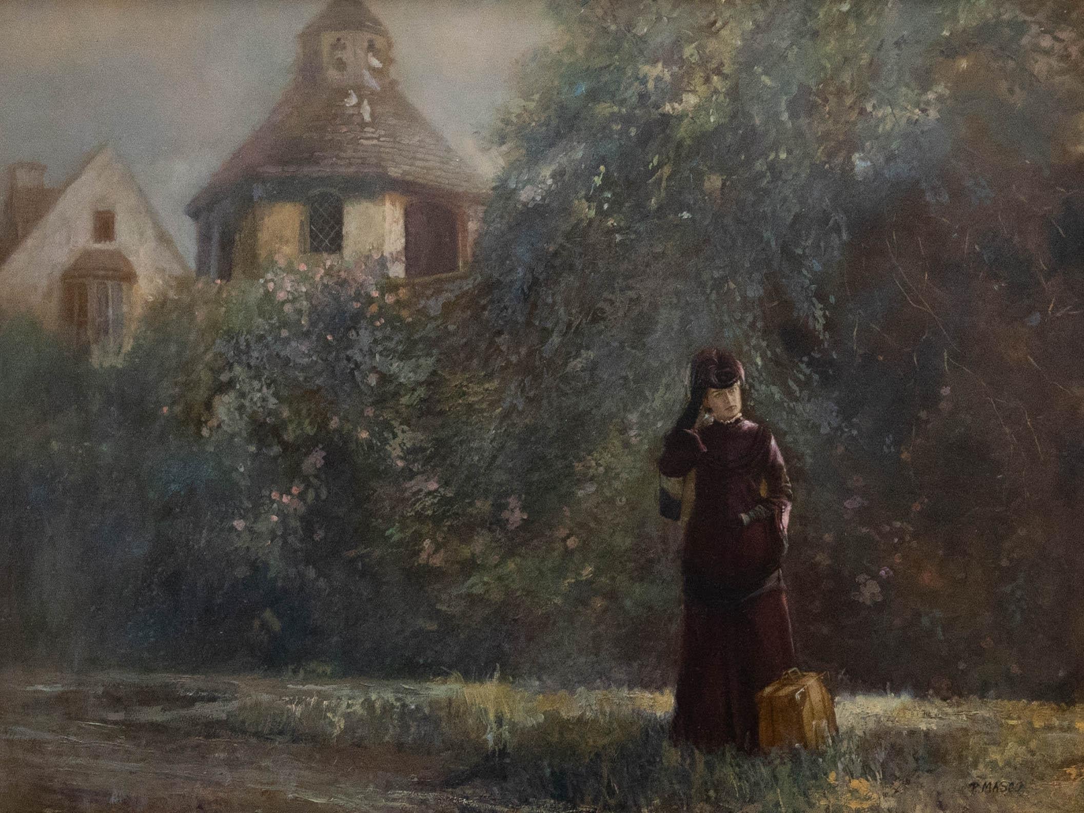 Pam Masco (1953-2018) - Olio del XX secolo, In attesa di una carrozza in vendita 1