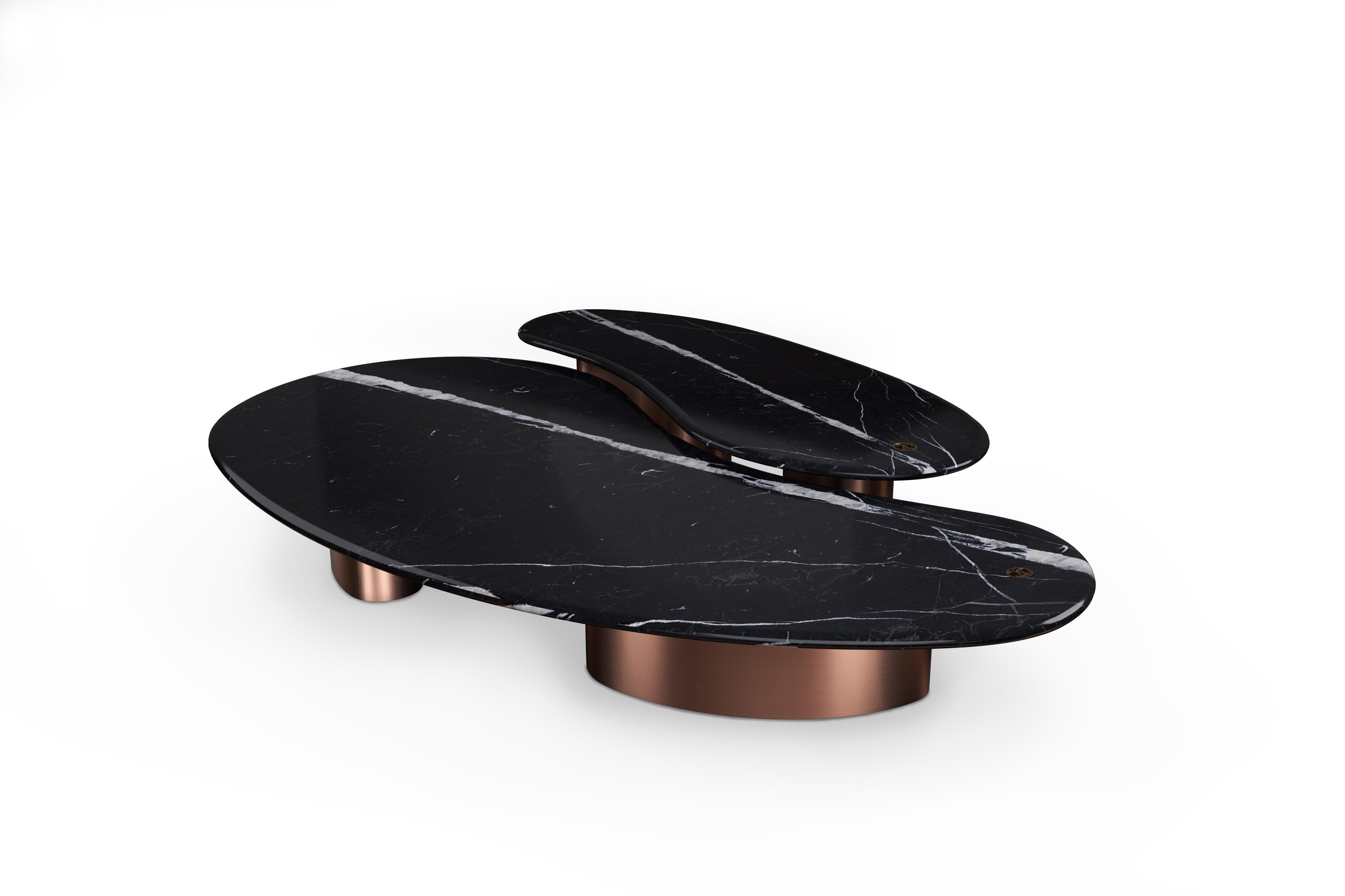 Hand-Crafted Pam Petit Organic Marble Center Table Set in Copper by Mansi London For Sale