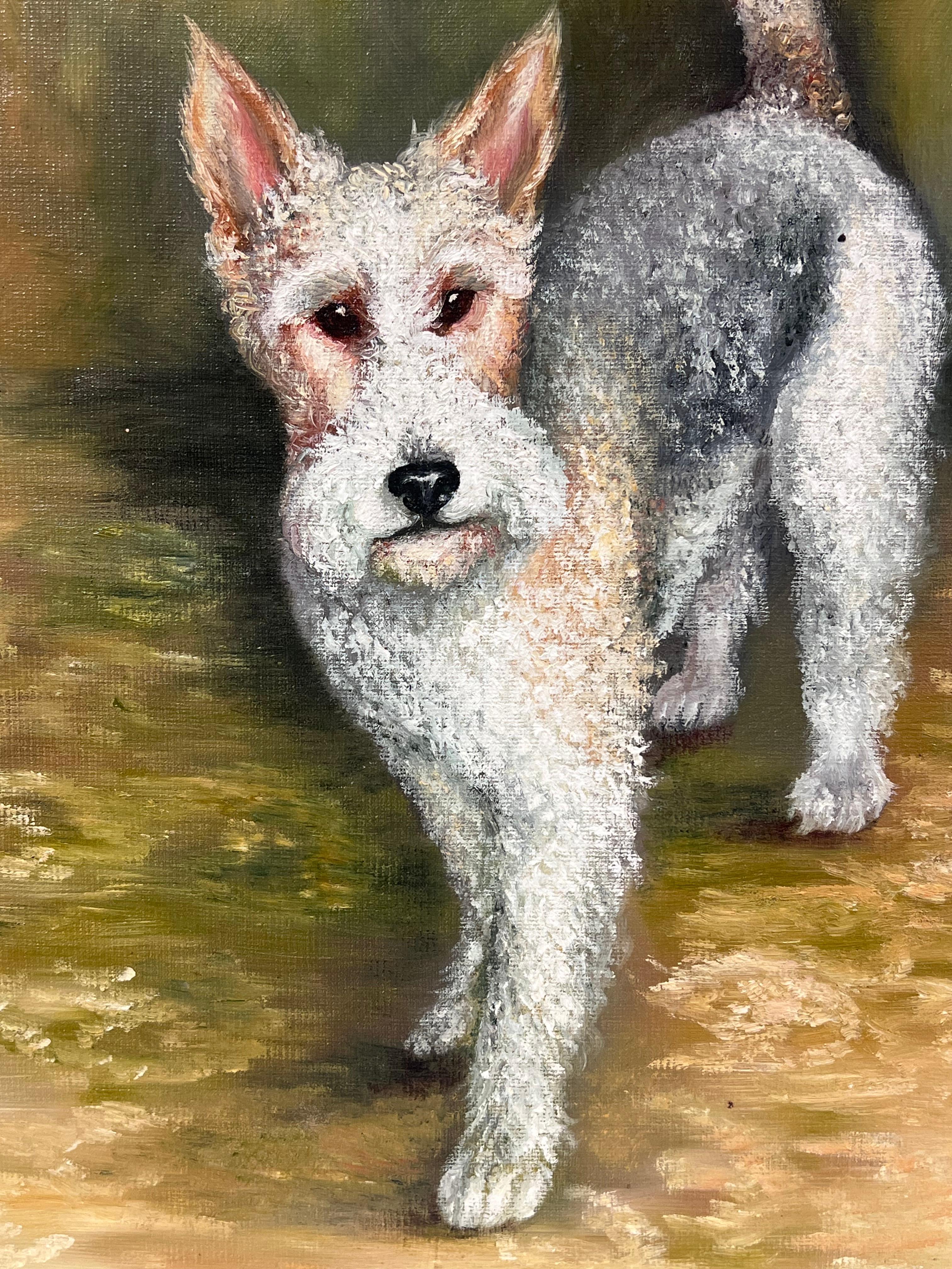 Vintage Englisch signiert Ölgemälde Foxterrier Hund Porträt im Angebot 5