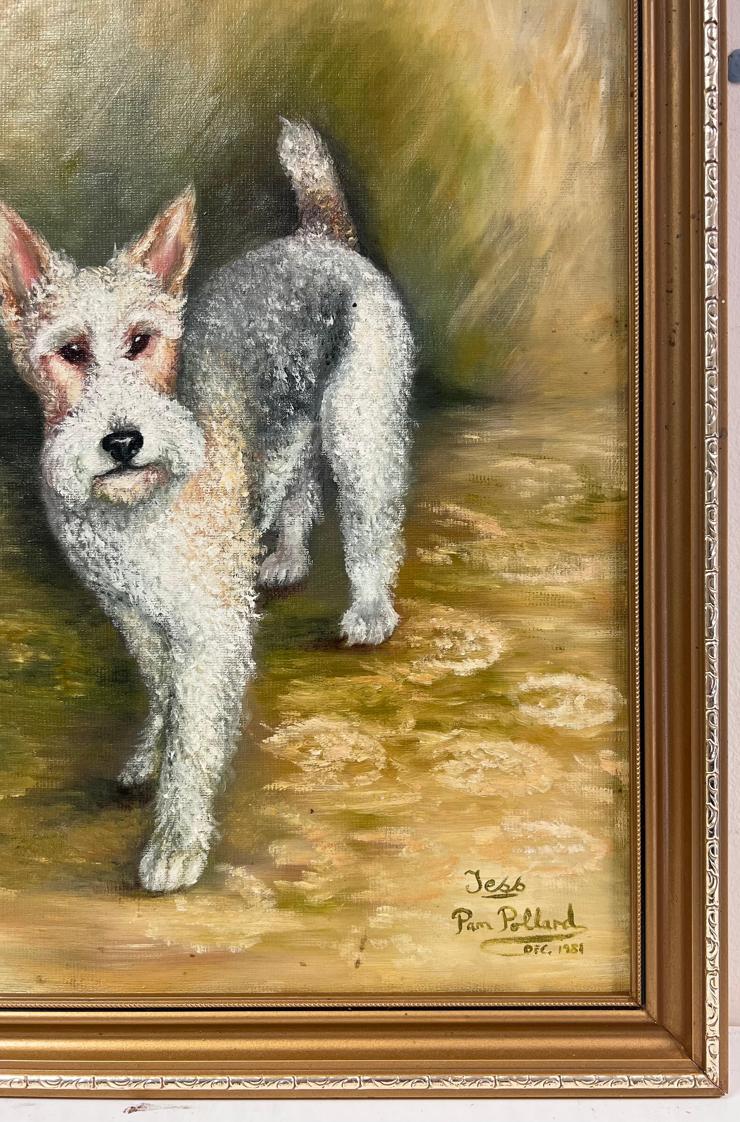 Vintage Englisch signiert Ölgemälde Foxterrier Hund Porträt im Angebot 1
