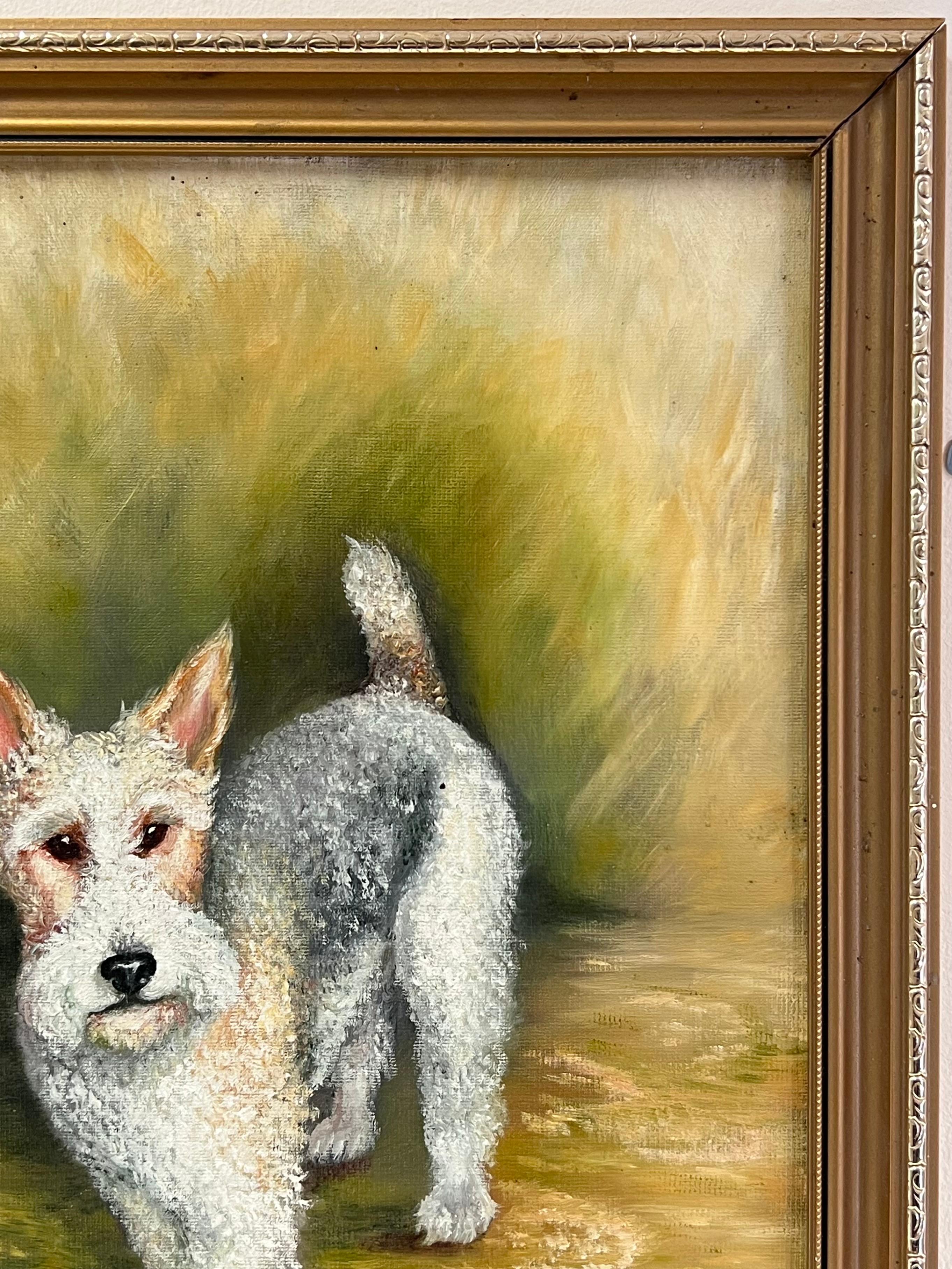 Vintage Englisch signiert Ölgemälde Foxterrier Hund Porträt im Angebot 4