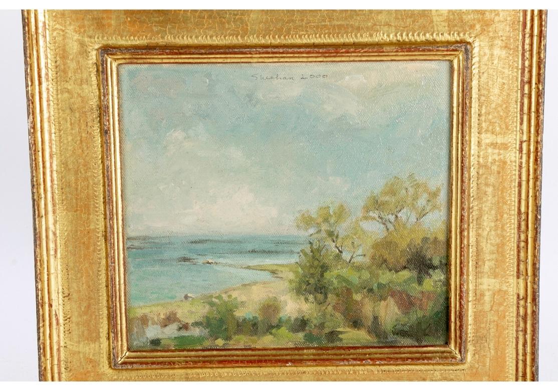 American Classical Pam Sheehan Am. B. 1956' Oil on Panel Coastal Landscape