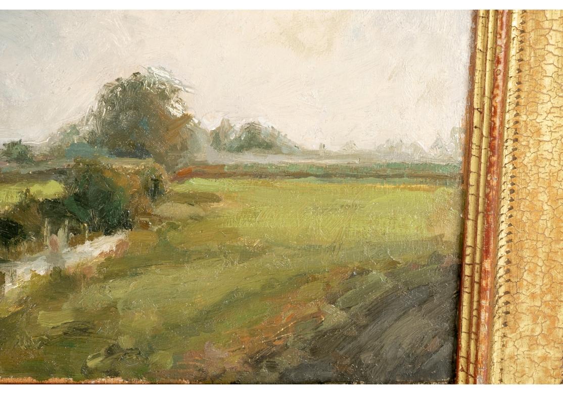 Américain Pam Sheehan (Am. B. 1956) Huile sur panneau de paysage intitulée, Waterway en vente
