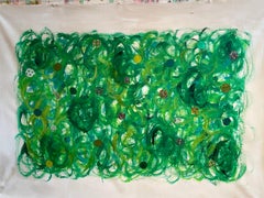 Abstract Kelly Green on Rice Paper