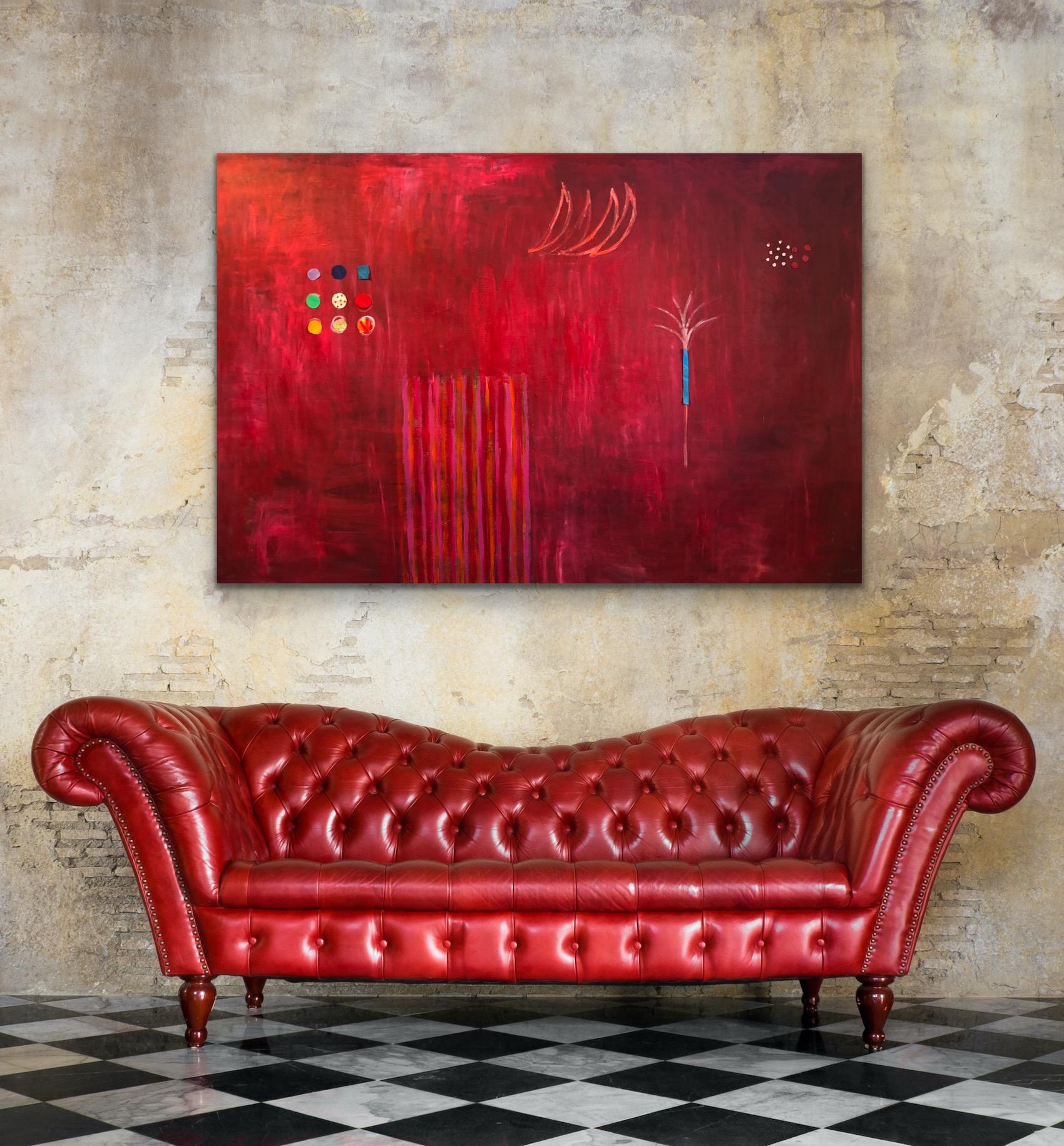 Red Tree - Abstract Expressionist Mixed Media Art by Pam Smilow