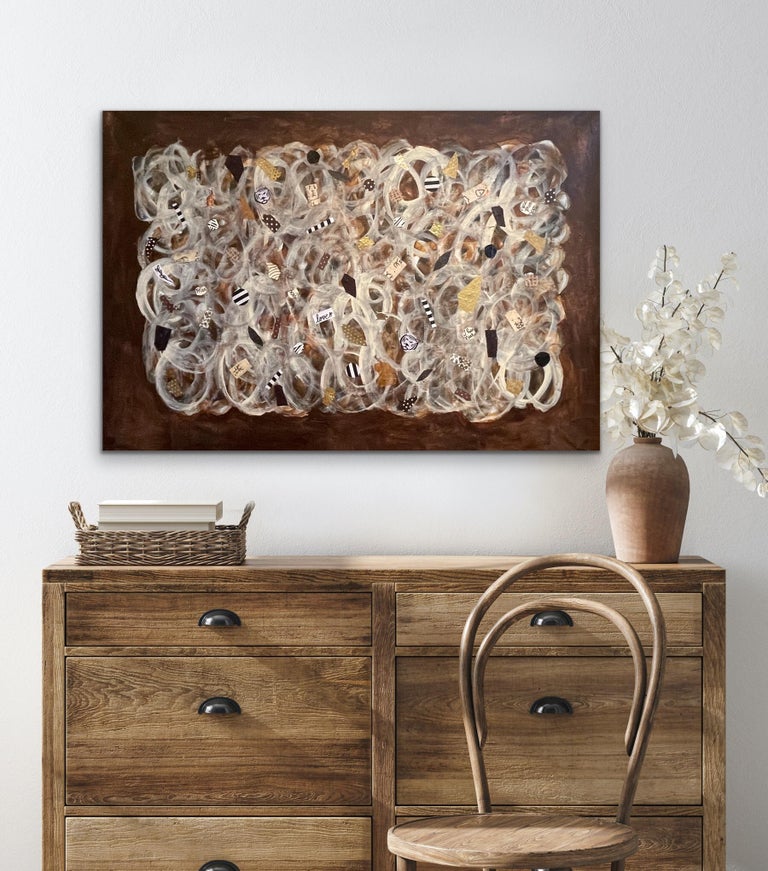 Pam Smilow Abstract Brown Painting on Canvas For Sale at 1stDibs
