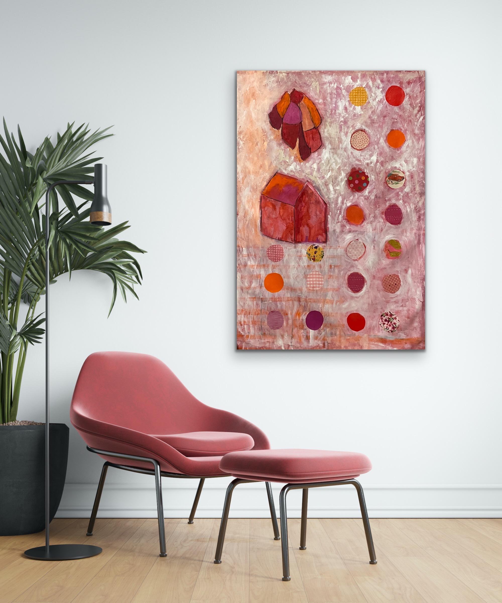 Floating House Series: Red - Painting by Pam Smilow