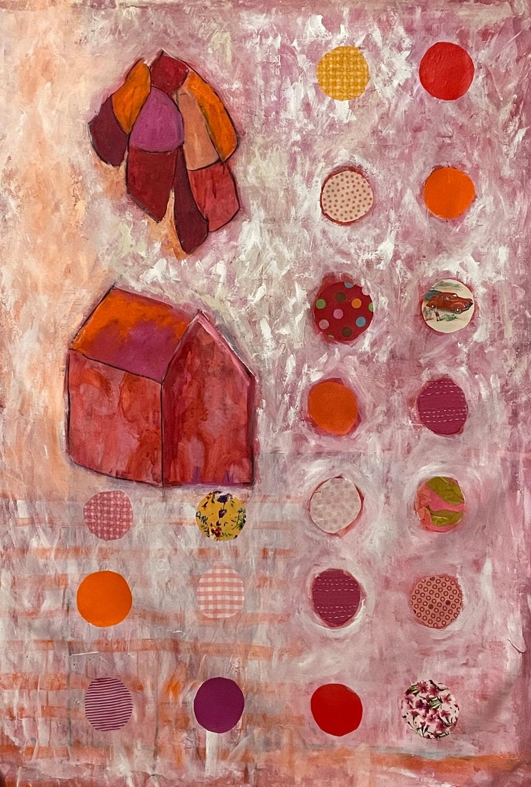 Pam Smilow Abstract Painting - Floating House Series: Red