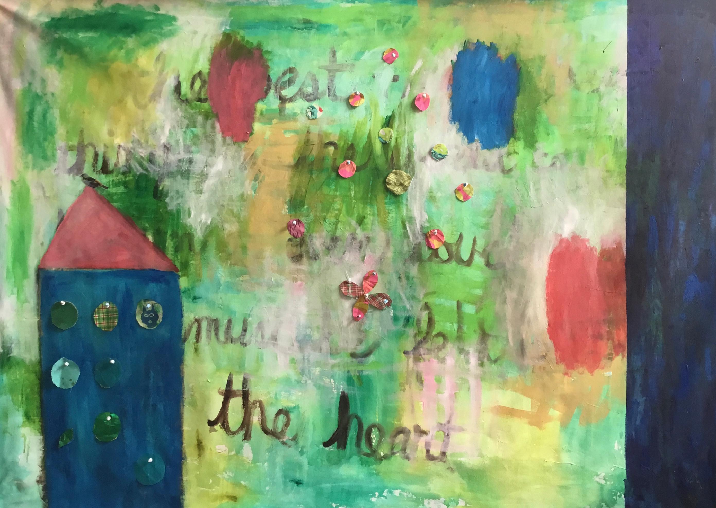 Heart and Home Large Mixed Media Contemporary Painting