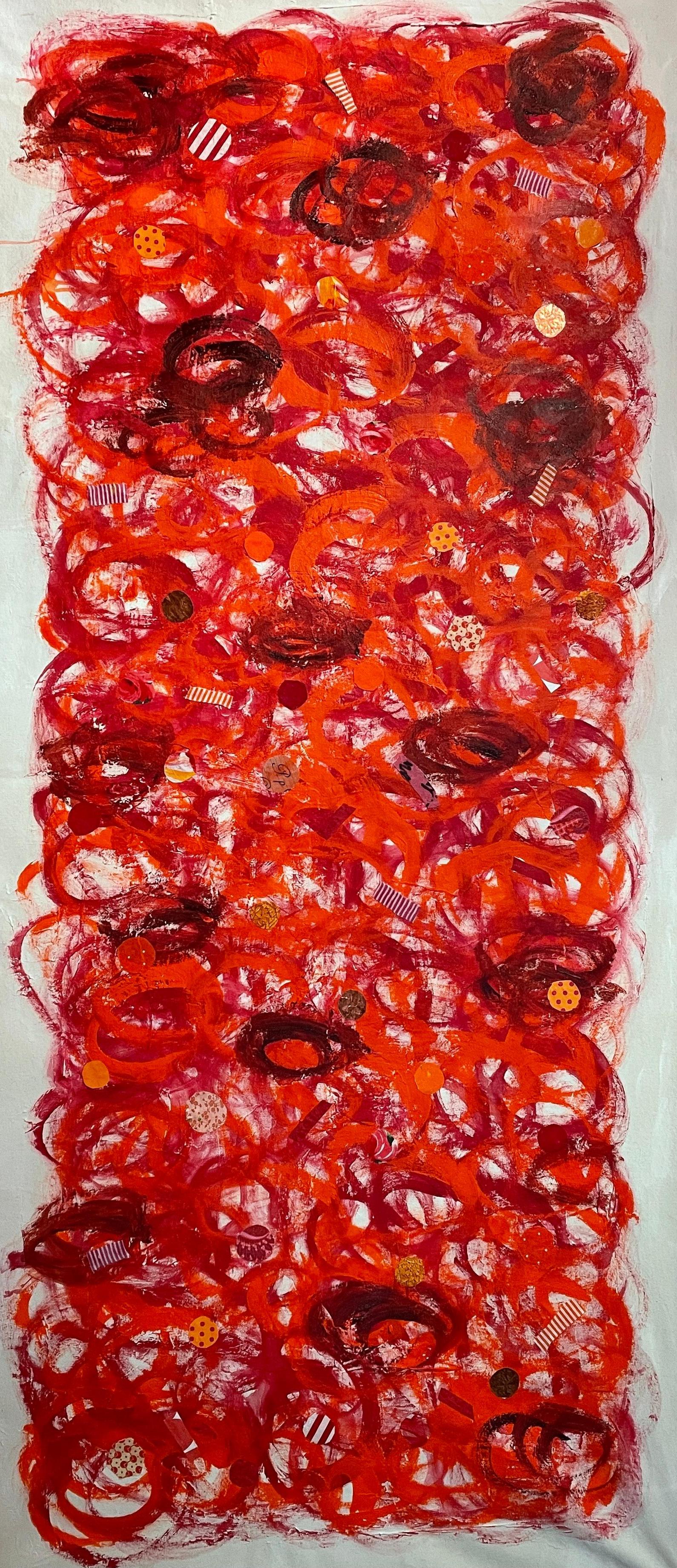 Red Abstract  Painting on Canvas For Sale 1