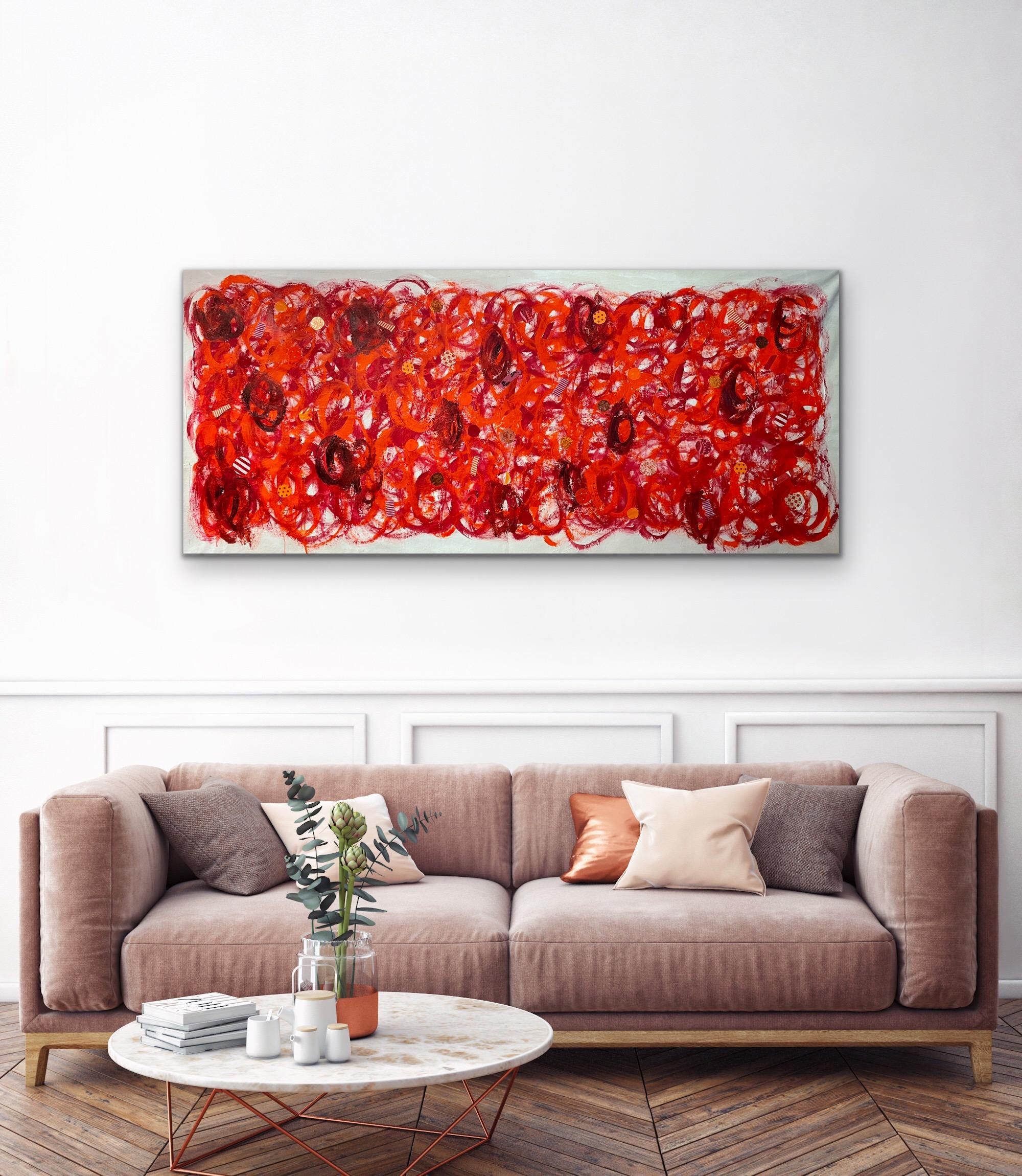 Red Abstract  Painting on Canvas For Sale 2