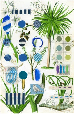 Contemporary Blue Botanical Giclee Print on Paper