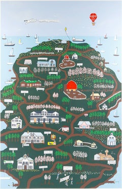 Retro "Door County, " Original Silkscreen Print by Pamela Bachman