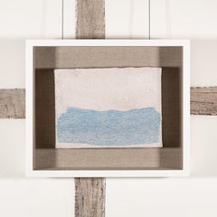 Chalk Sea II - White and Blue Contemporary Abstract Oil Painting