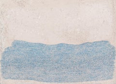 Chalk Sea II - White and Blue Contemporary Abstract Oil Painting