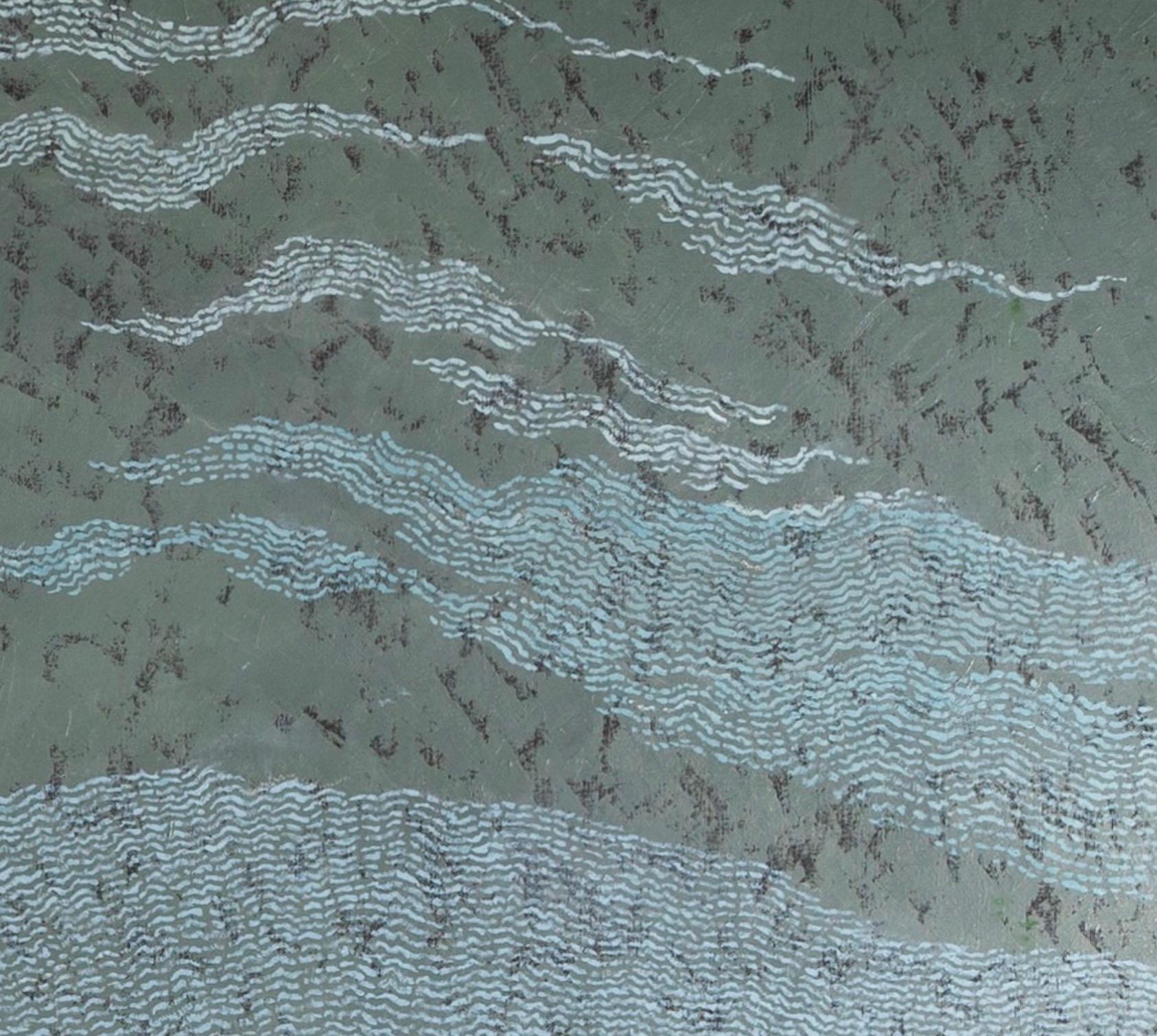 Estuaire à marée basse, huile sur toile, peinture abstraite de paysage marin, 2024 1
