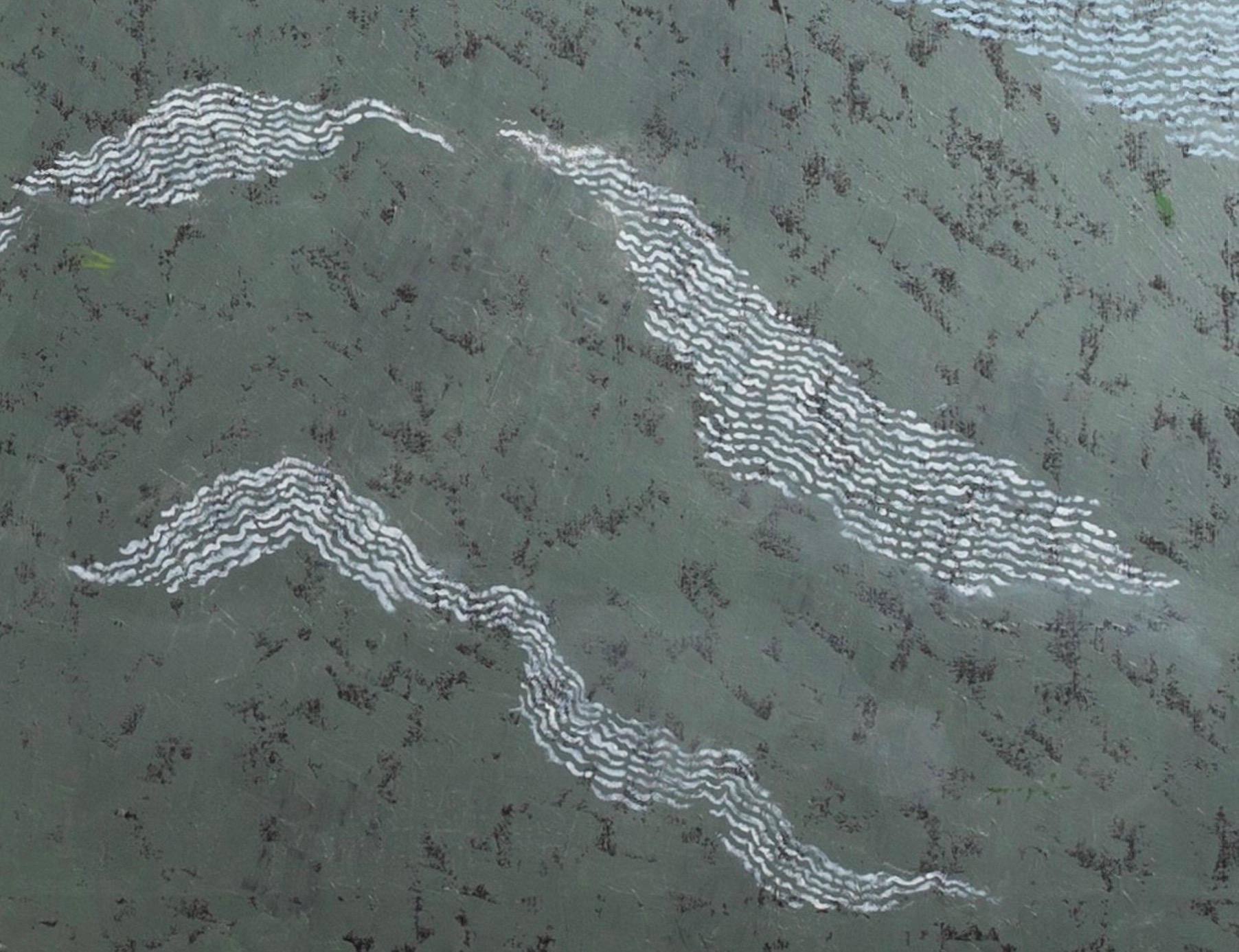 Estuaire à marée basse, huile sur toile, peinture abstraite de paysage marin, 2024 2