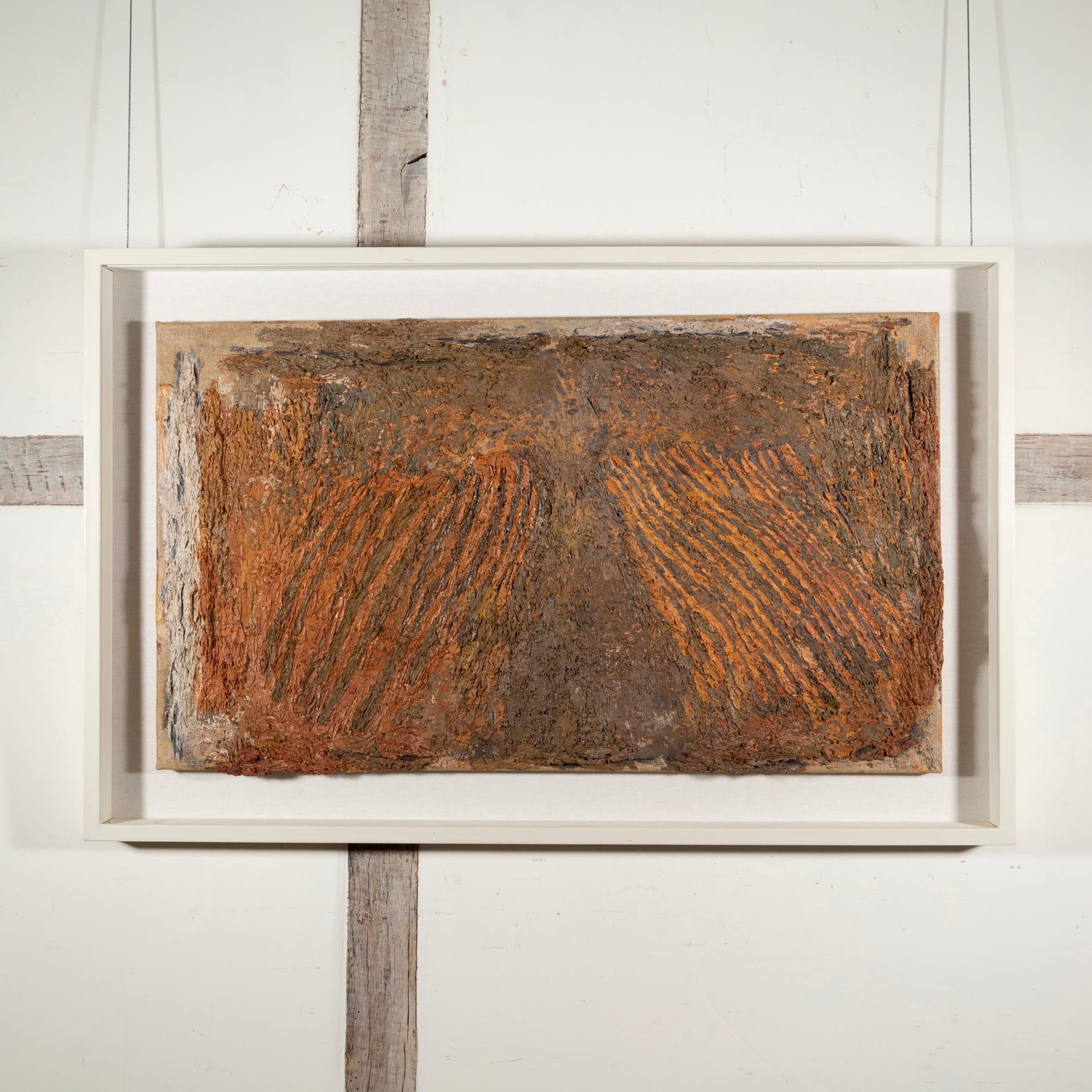 Oil and Pumice on Canvas 'Untitled (Orange)' Painting by Pamela Burns, 1990 For Sale 1