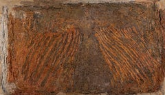 Huile et pierre ponce sur toile "Sans titre (orange)", peinture de Pamela Burns, 1990
