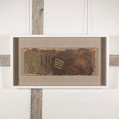 Traces of Red and Ochre, 1992 - Horizontal Abstract Oil Painting with Sand