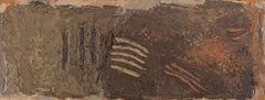 Traces of Red and Ochre, 1992 - Horizontal Abstract Oil Painting with Sand