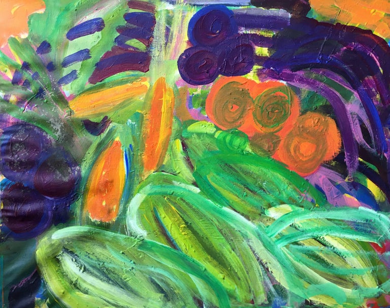 Pamela Cawley Abstract Colourful Vegetables, Oil Painting For Sale at 1stDibs