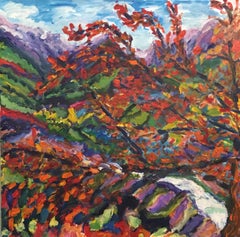 Autumnal Tree, Impressionist Landscape, Colourful Oil Painting