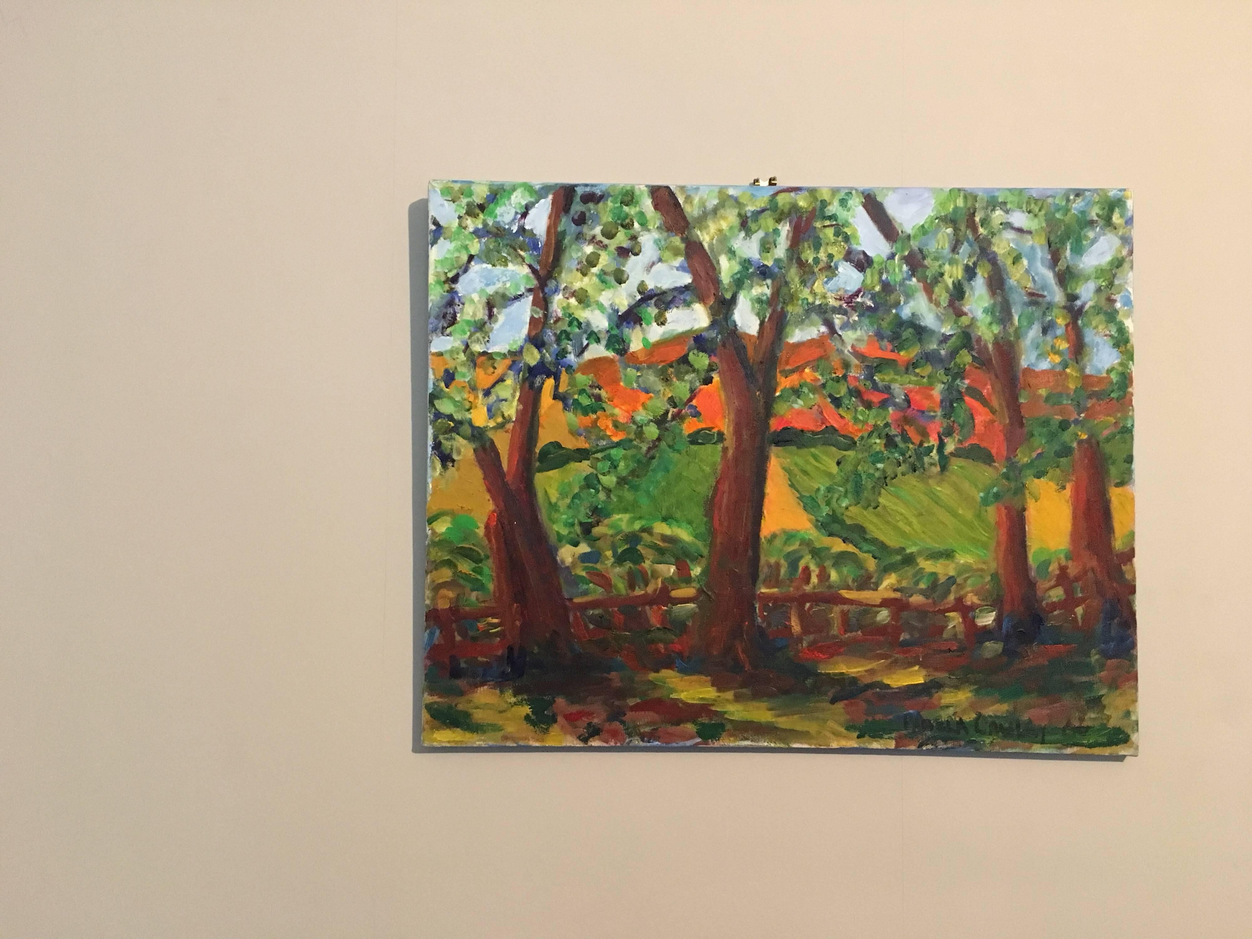 Herbstlandschaft, impressionistisch, signiertes, riesiges Ölgemälde – Painting von Pamela Cawley