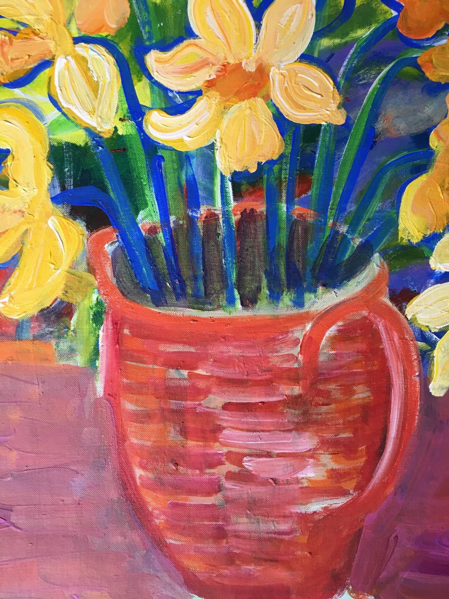 Daffodils Impressionist, Bright Colours, Oil Painting 2