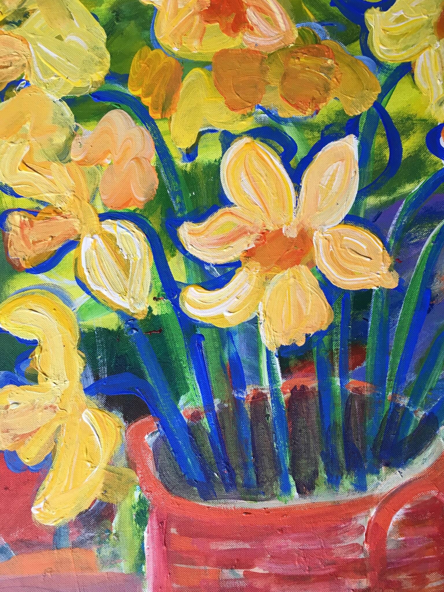 Daffodils Impressionist, Bright Colours, Oil Painting 4