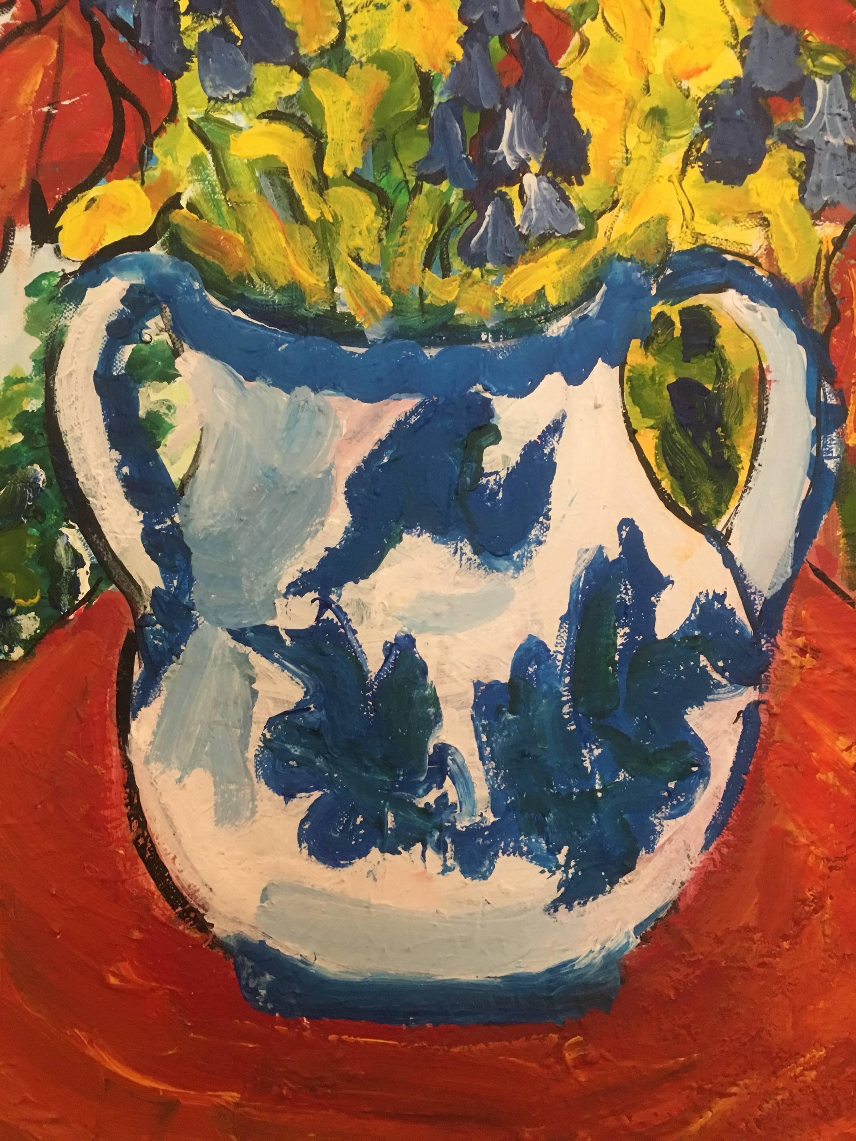 Flowers in a Vase Still Life Oil Painting British Artist 2
